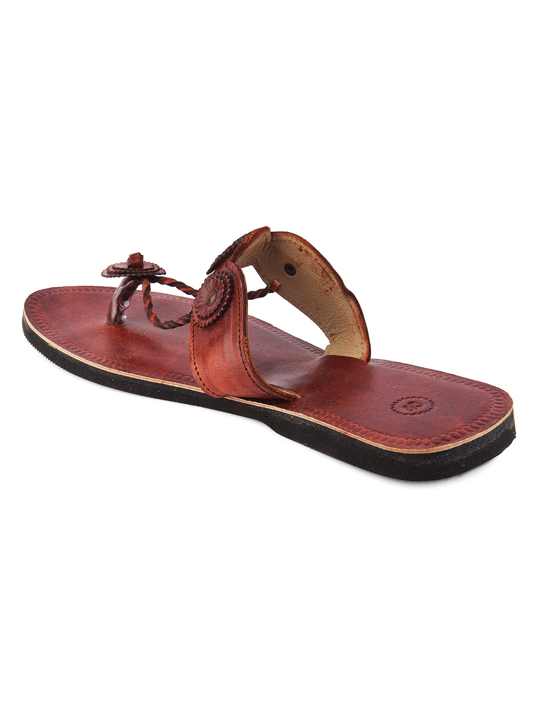 DESI COLOUR Women Brown Solid Leather One Toe Flats