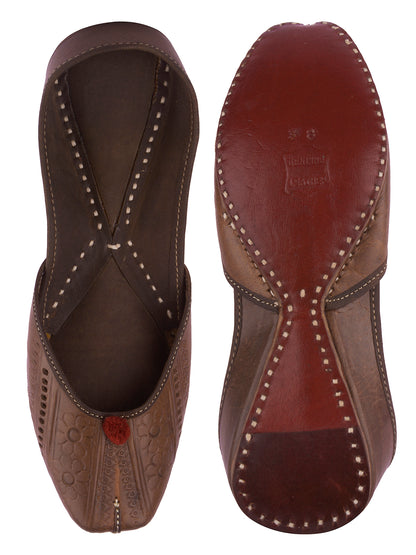 DESI COLOUR Women Red Printed Leather One Toe Flats