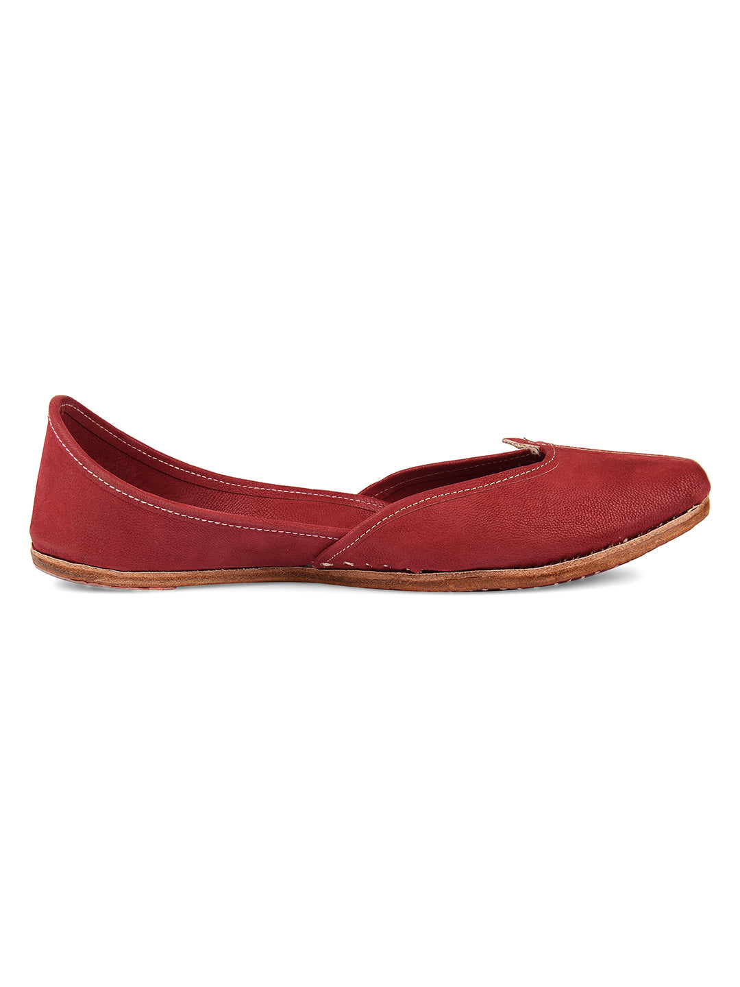 DESI COLOUR Women Red Solid Fabric Mojaris