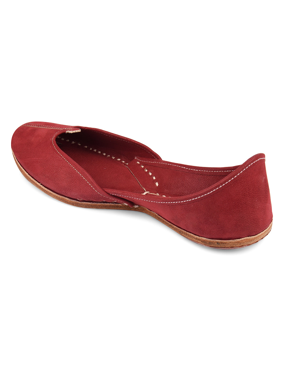 DESI COLOUR Women Red Solid Fabric Mojaris