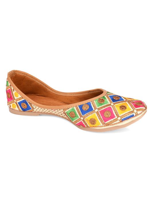 DESI COLOUR Women Multicoloured Woven Design Mojaris