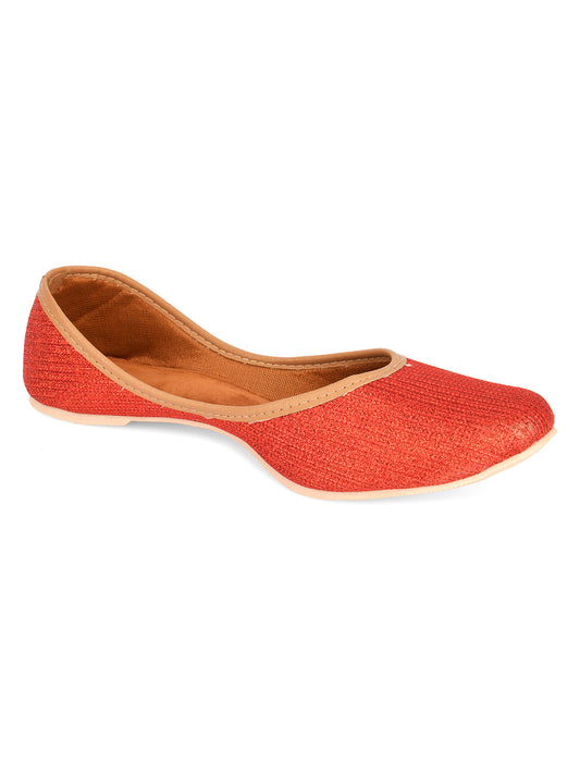 DESI COLOUR Women Red Solid Mojaris