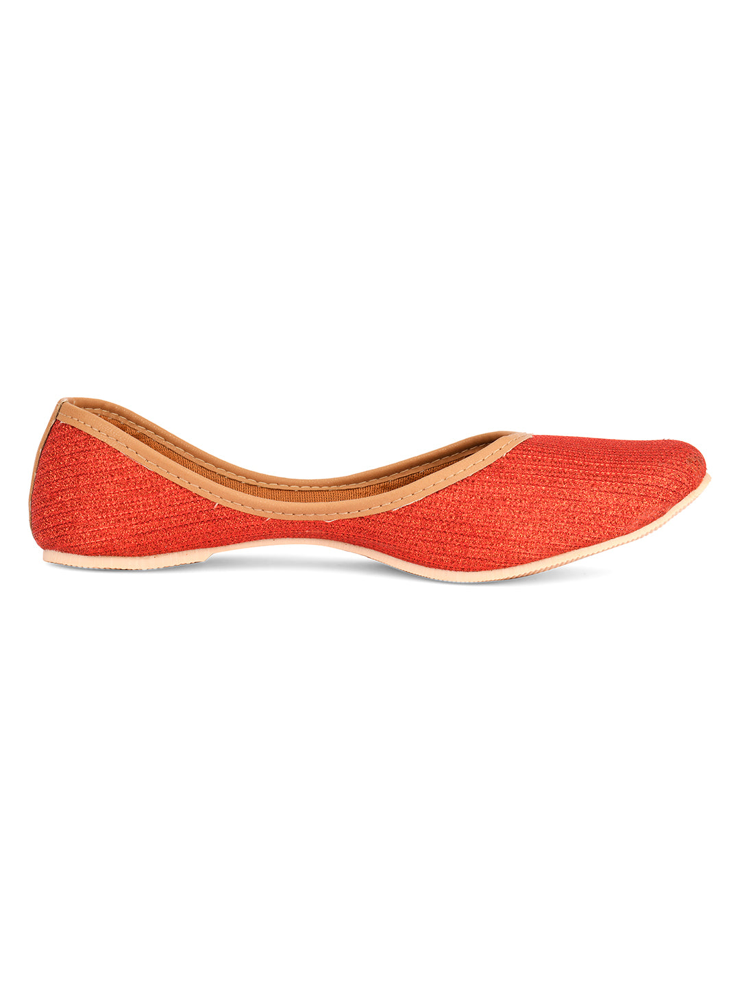 DESI COLOUR Women Red Solid Mojaris