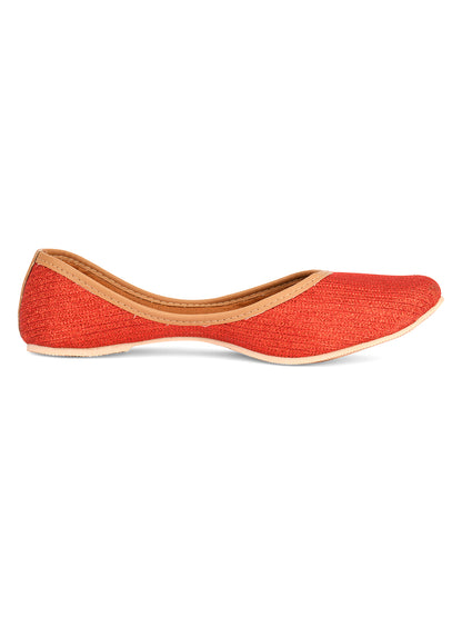 DESI COLOUR Women Red Solid Mojaris