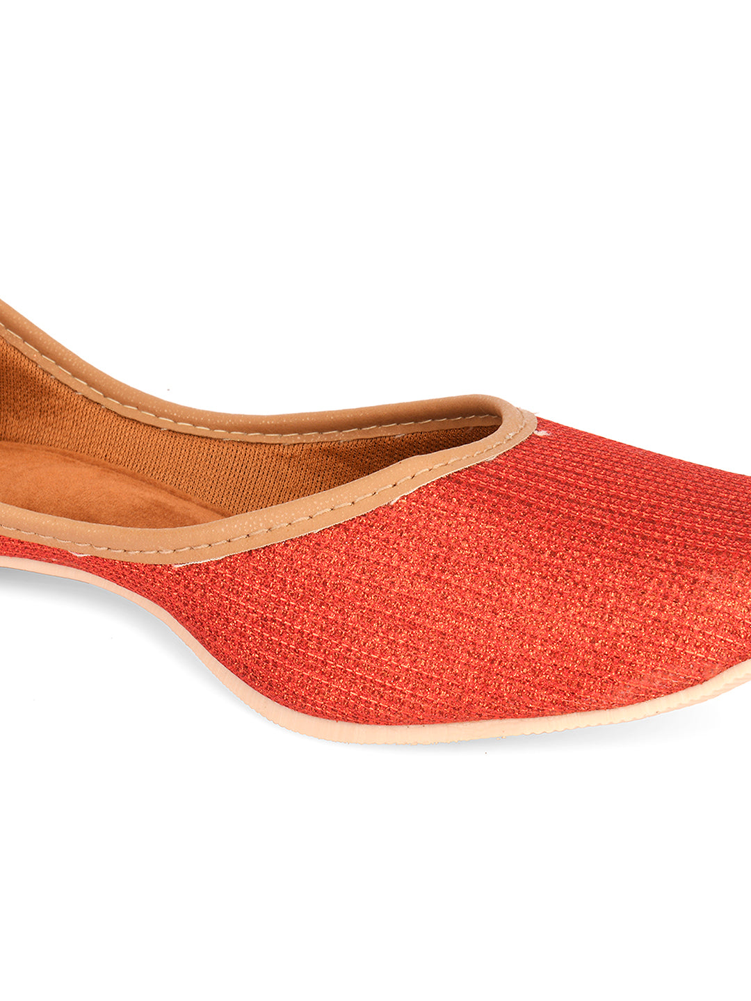 DESI COLOUR Women Red Solid Mojaris