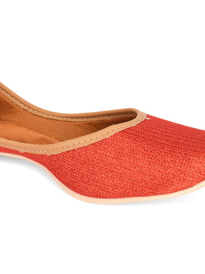 DESI COLOUR Women Red Solid Mojaris