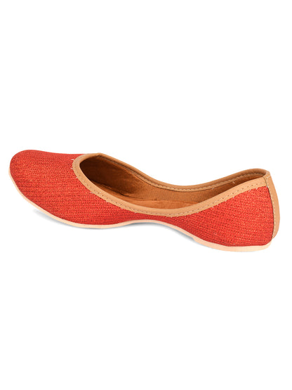 DESI COLOUR Women Red Solid Mojaris