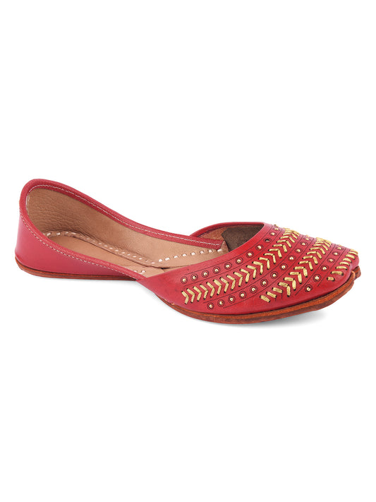 DESI COLOUR Women Tan Embellished Ballerinas