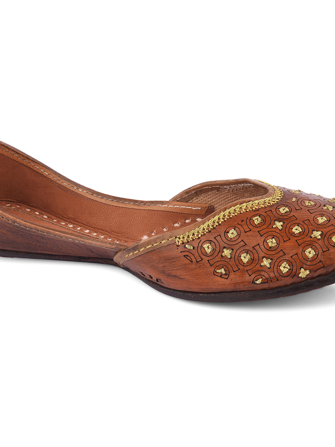 DESI COLOUR Women Brown Solid Leather Mojaris