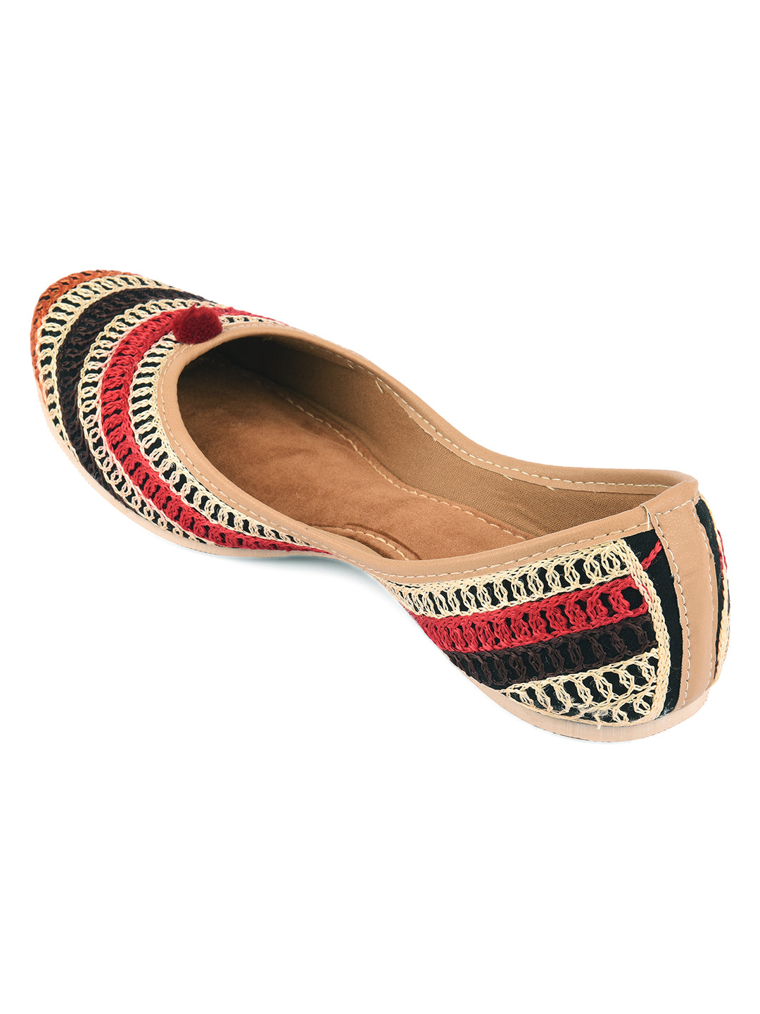 DESI COLOUR Women Beige Ethnic Mojaris Flats