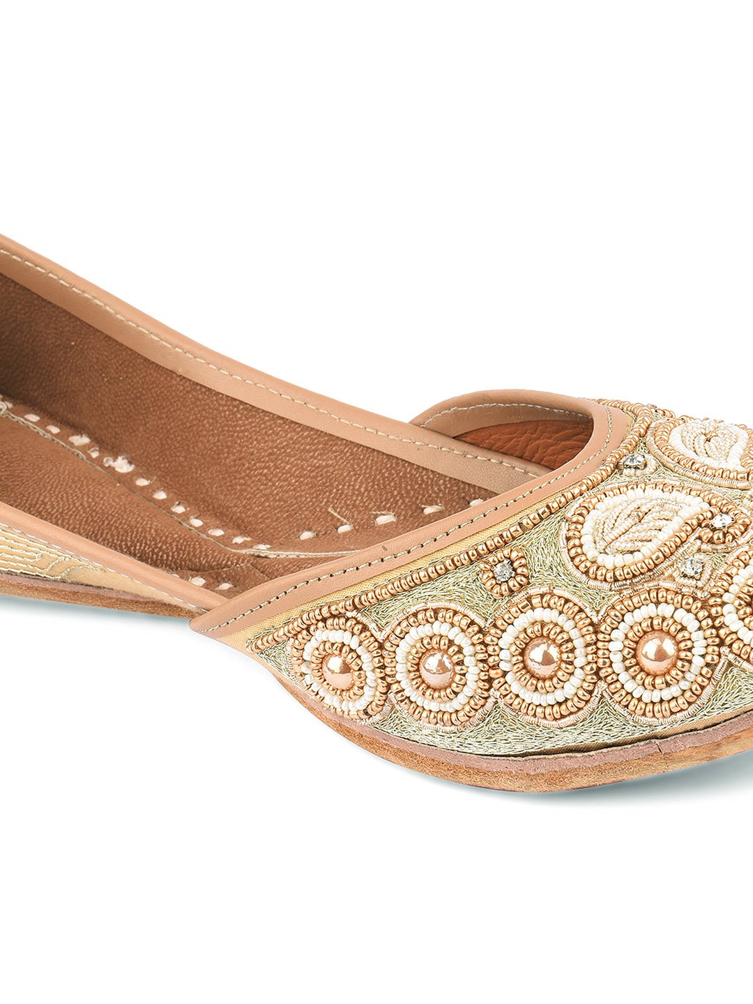 DESI COLOUR Women Beige Ethnic Mojaris Flats