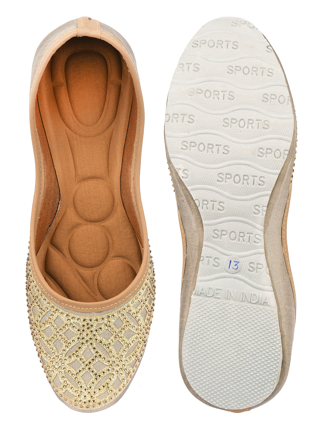 DESI COLOUR Women Coral Ethnic Mojaris Flats