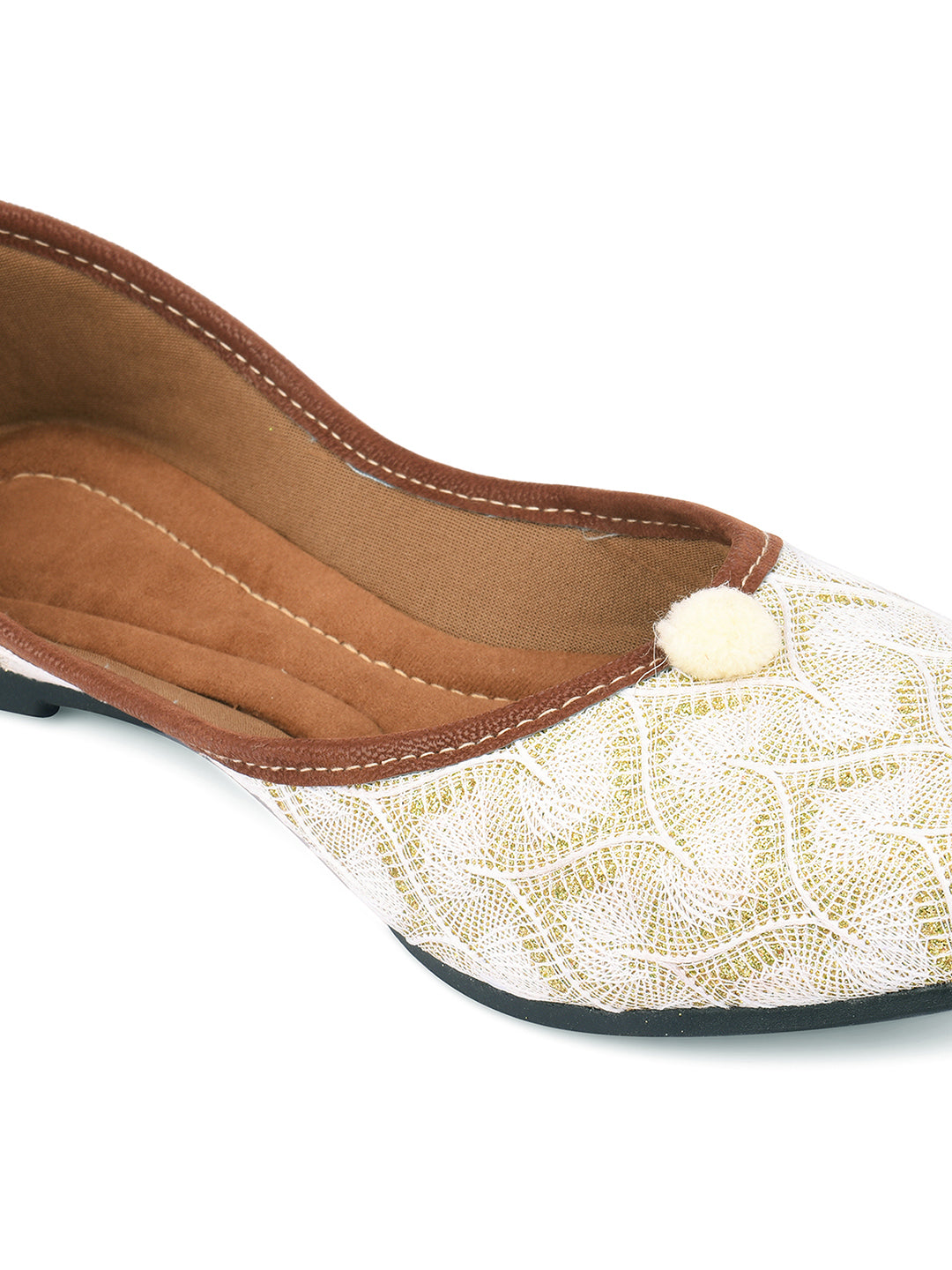 DESI COLOUR Women Coral Ethnic Mojaris Flats