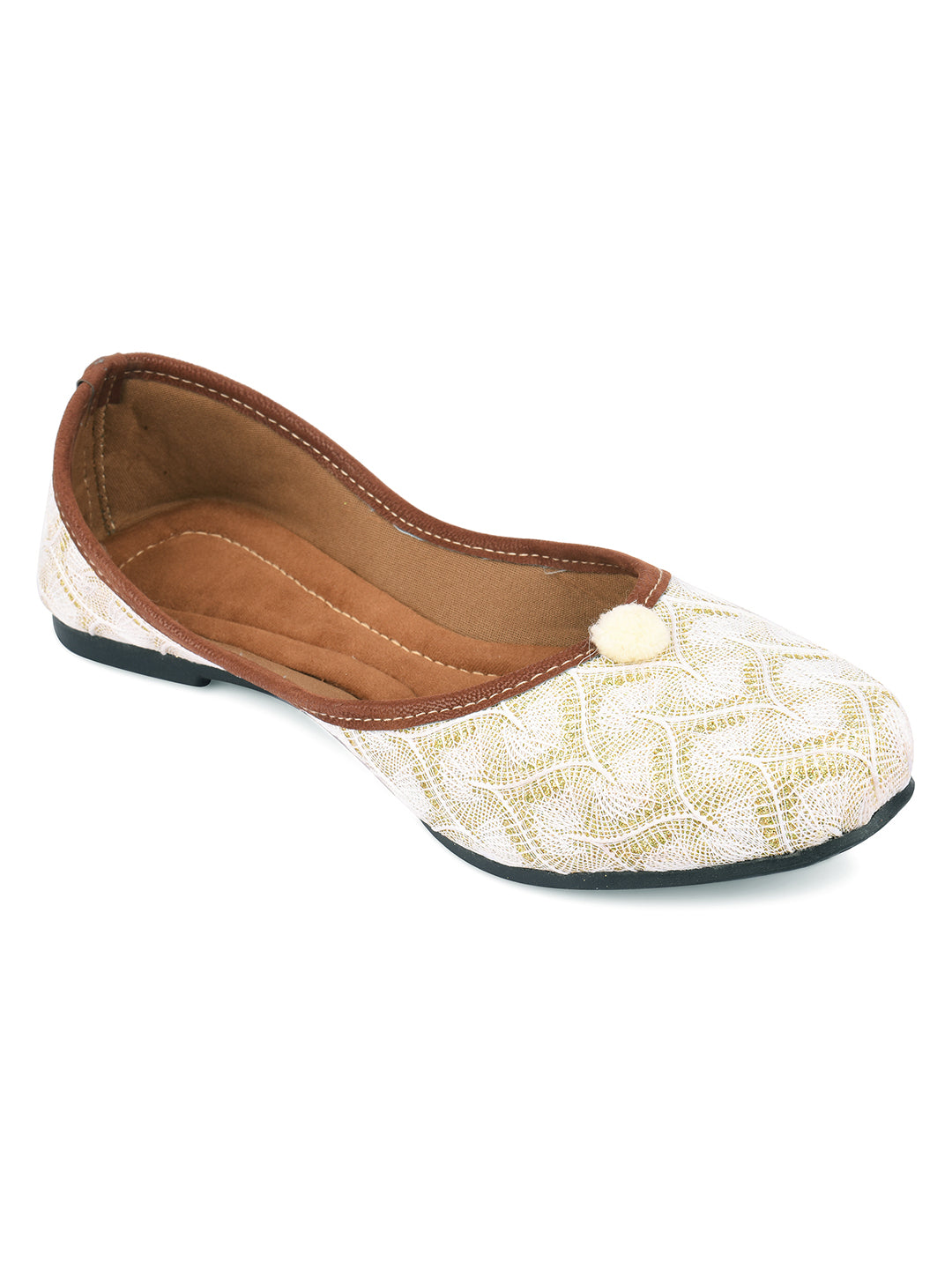 DESI COLOUR Women Coral Ethnic Mojaris Flats