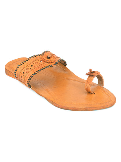 DESI COLOUR Women Brown Embellished Open Toe Flats