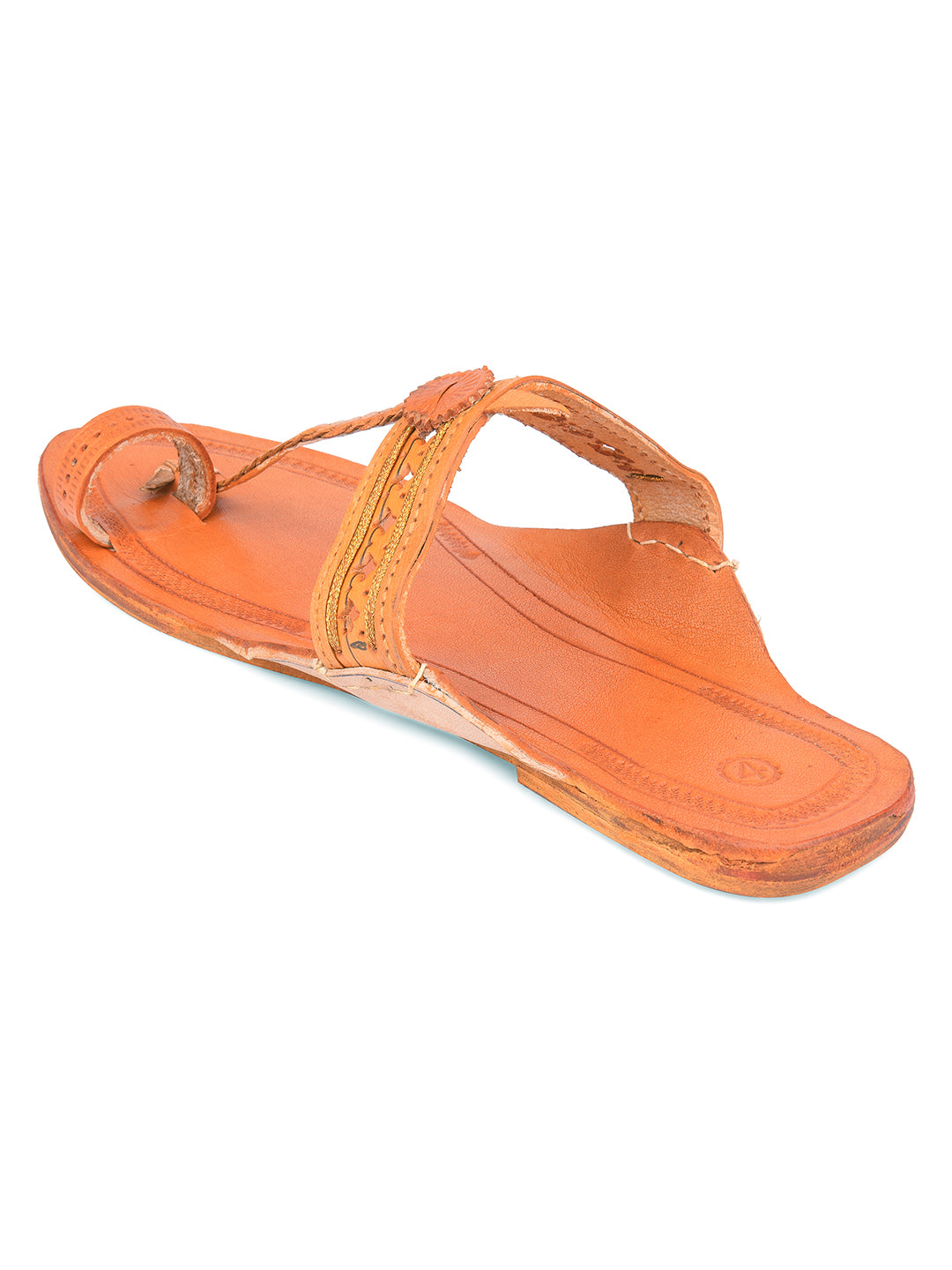 DESI COLOUR Tan Leather Wedge Sandals