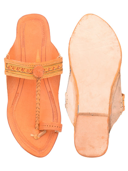 DESI COLOUR Women Tan Textured Open Toe Flats