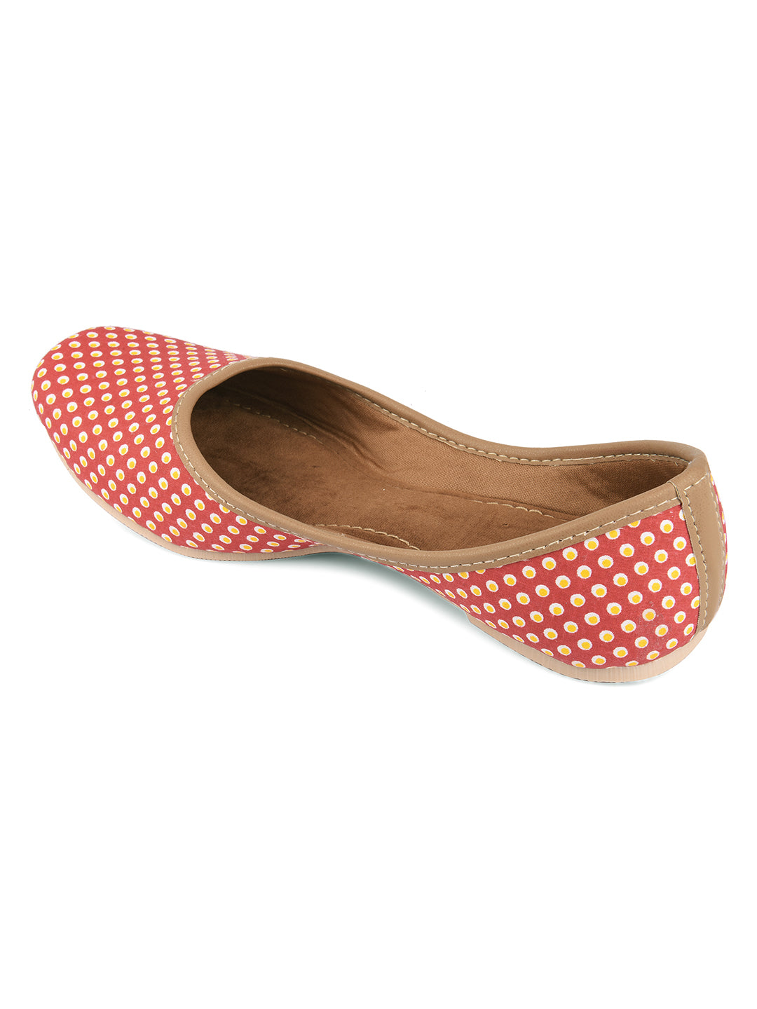 DESI COLOUR Women Red Printed Mojaris Flats