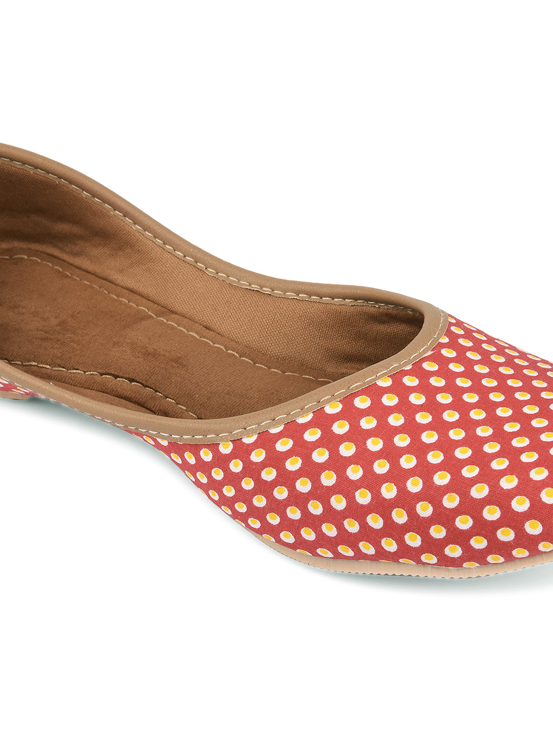 DESI COLOUR Women Red Printed Mojaris Flats