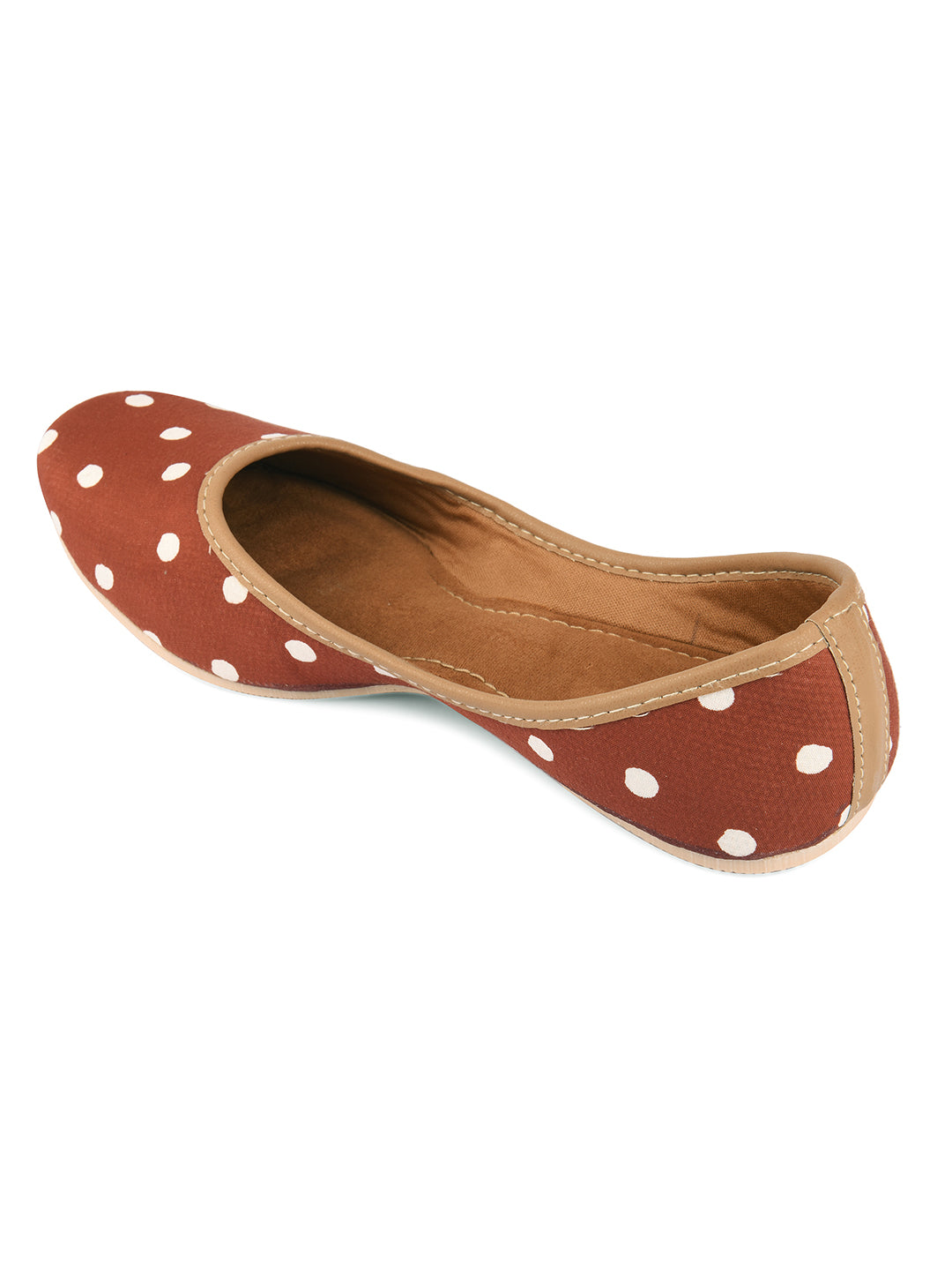 DESI COLOUR Women Brown Embellished Mojaris Flats