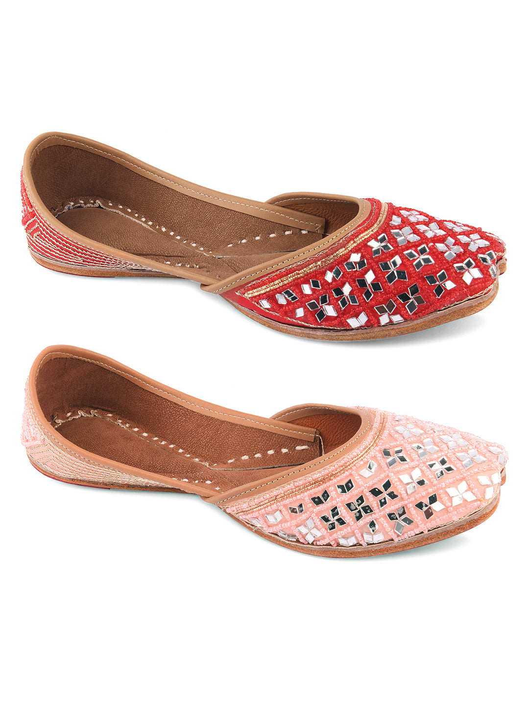 DESI COLOUR Women Set Of 2 Leather Mojaris