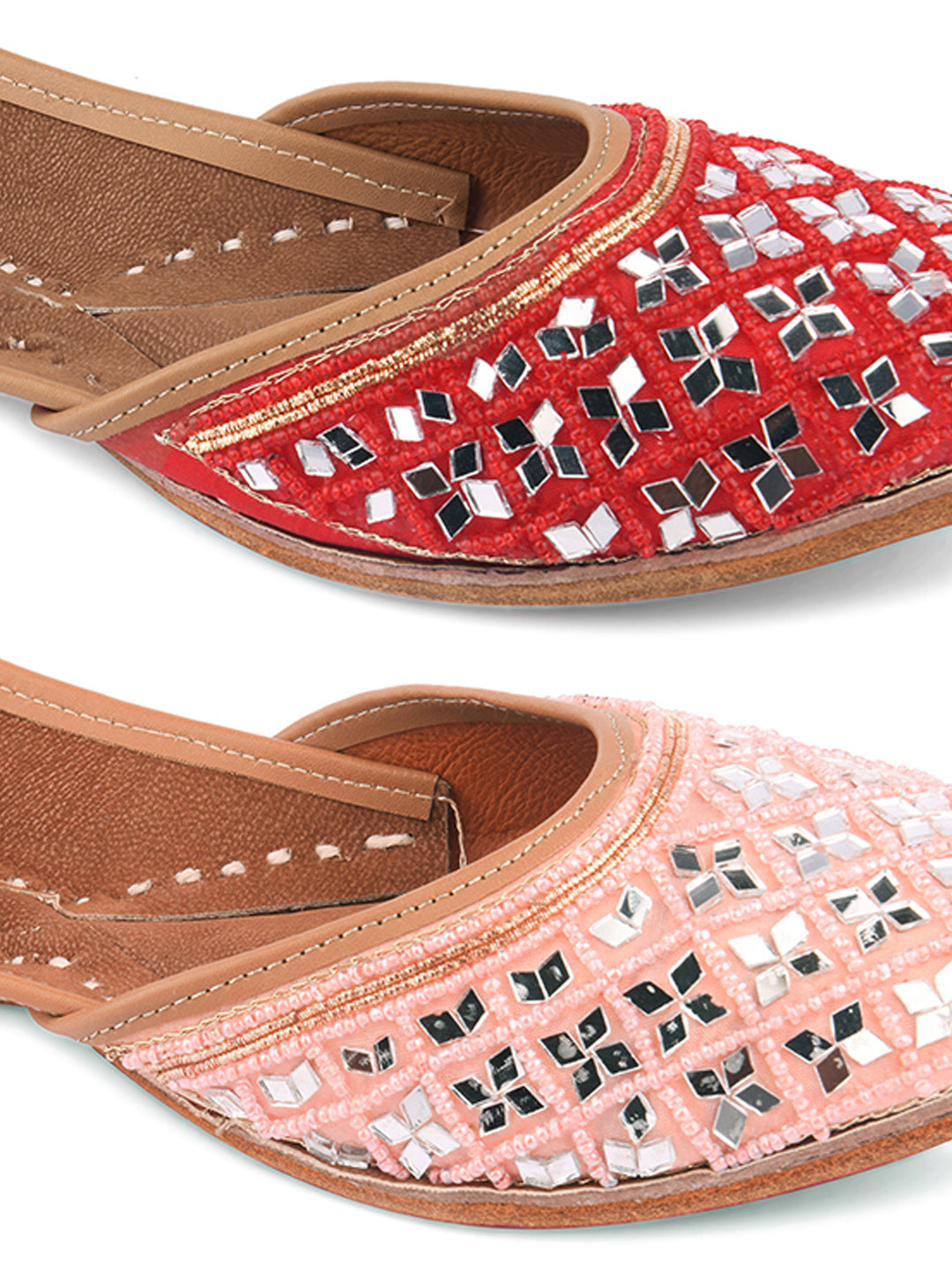 DESI COLOUR Women Set Of 2 Leather Mojaris