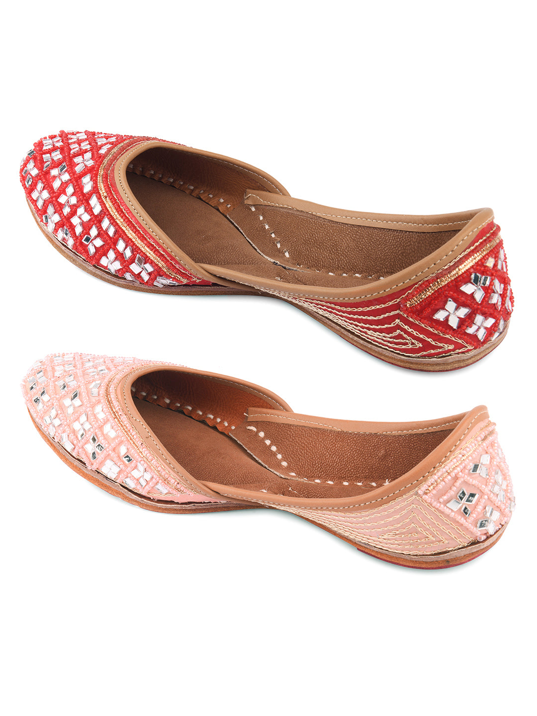 DESI COLOUR Women Set Of 2 Leather Mojaris
