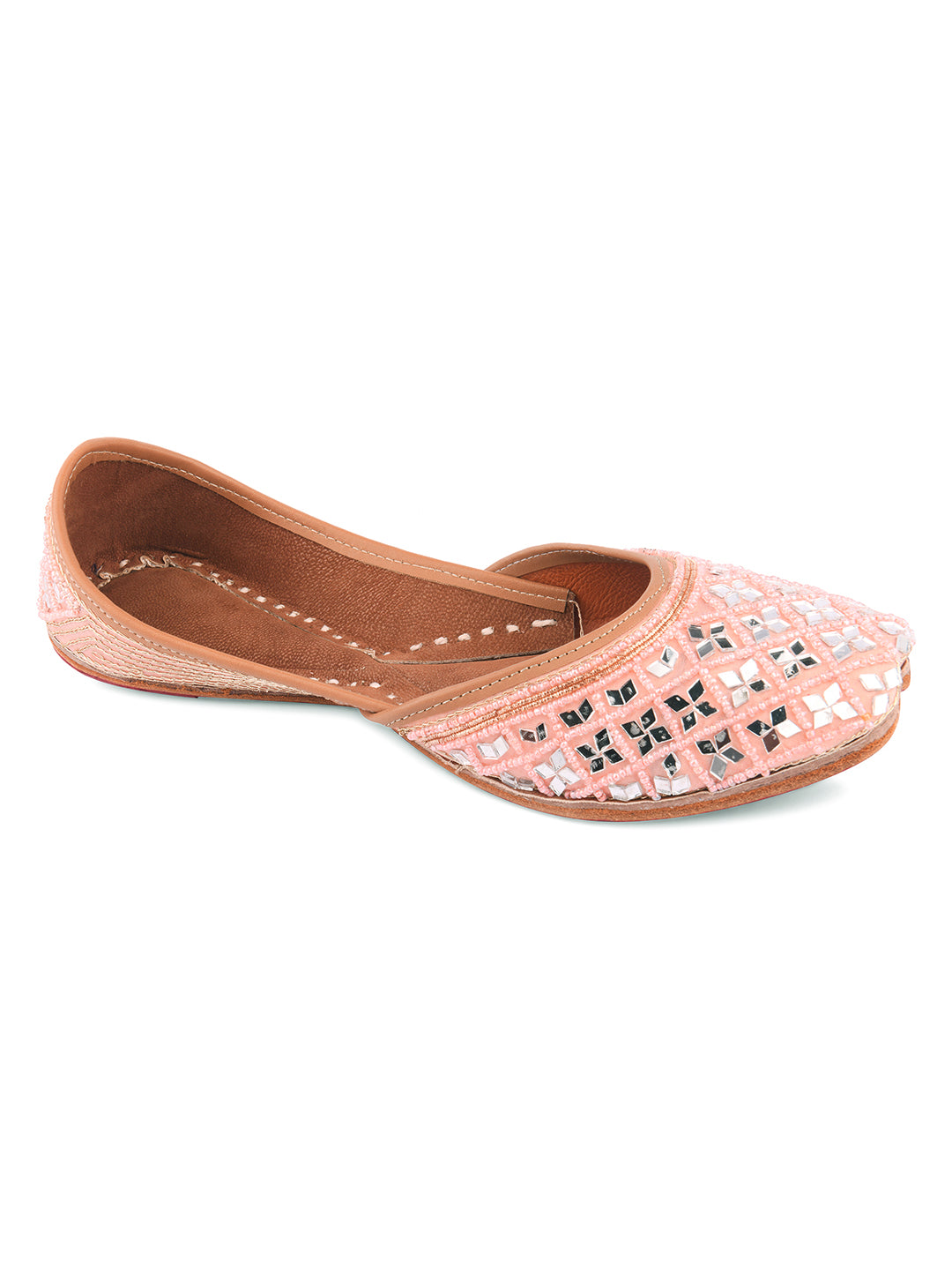 DESI COLOUR Women Peach-Coloured Ethnic Mojaris Flats