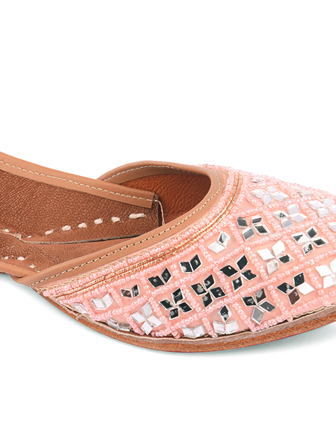 DESI COLOUR Women Peach-Coloured Ethnic Mojaris Flats