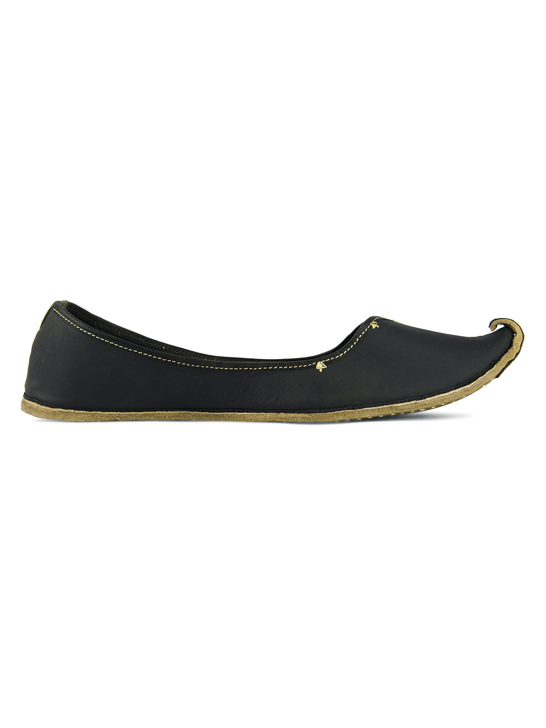 DESI COLOUR Women Black Ethnic Mojaris Flats