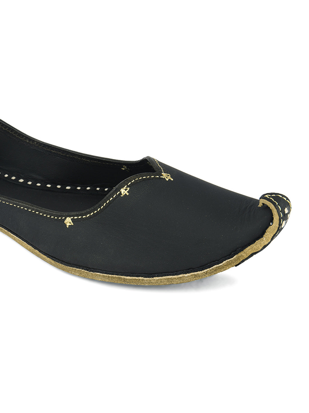 DESI COLOUR Women Black Ethnic Mojaris Flats