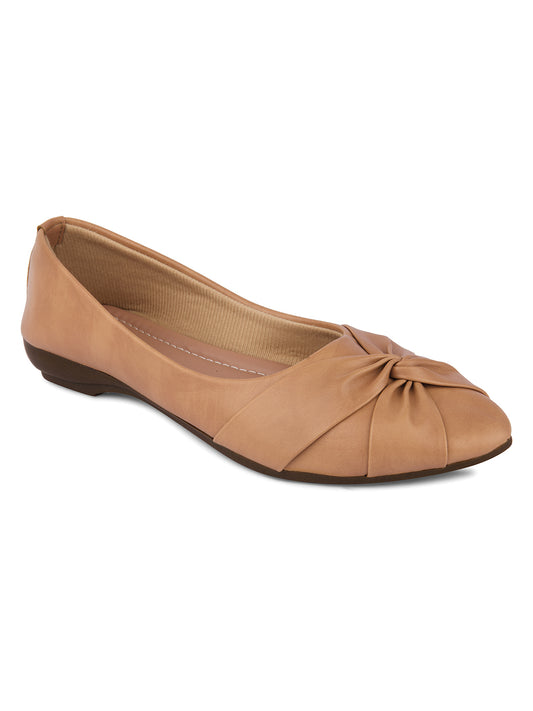 DESI COLOUR Women Beige Ballerinas with Bows Flats