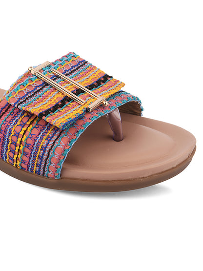 DESI COLOUR Women Pink Open Toe Flats