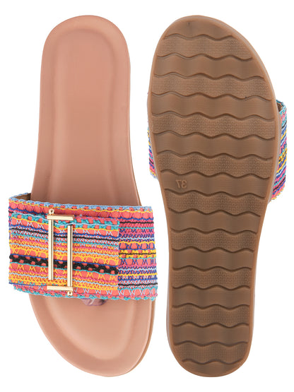 DESI COLOUR Women Pink Open Toe Flats