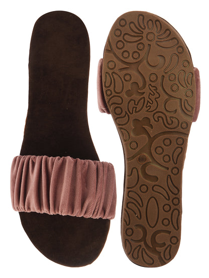 DESI COLOUR Women Peach-Coloured Open Toe Flats