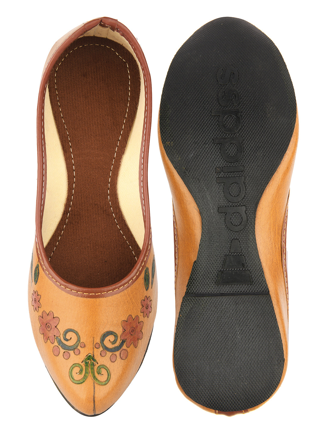DESI COLOUR Women Brown Ethnic Mojaris Flats