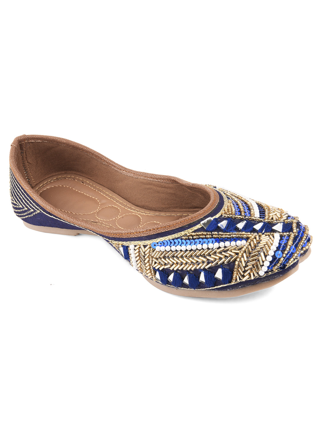 DESI COLOUR Women Brown Ethnic Mojaris Flats