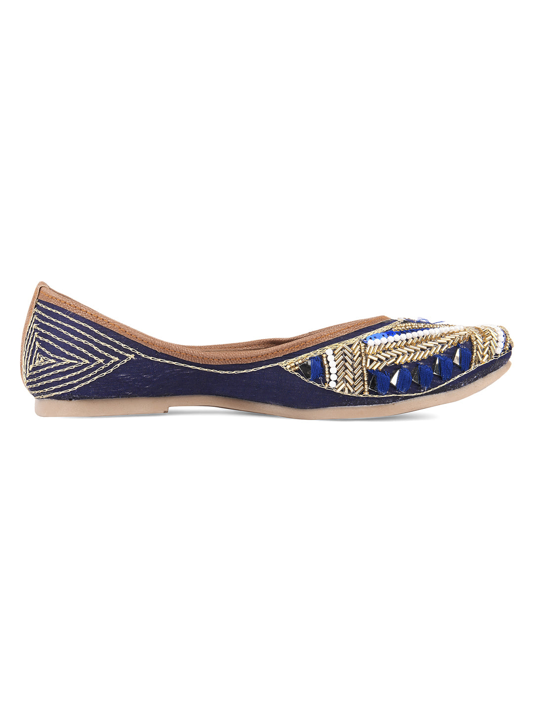 DESI COLOUR Women Brown Ethnic Mojaris Flats