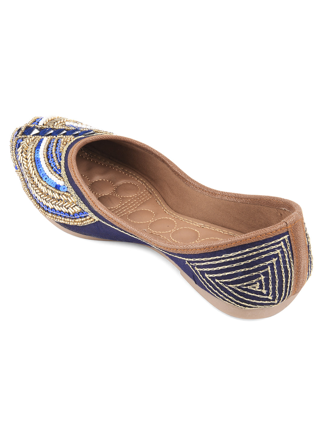DESI COLOUR Women Brown Ethnic Mojaris Flats