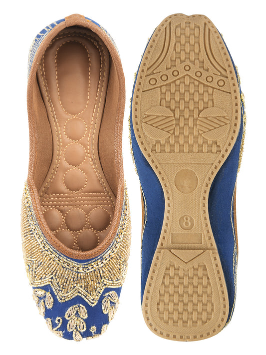 DESI COLOUR Women Tan Brown Ethnic Mojaris Flats