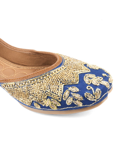 DESI COLOUR Women Tan Brown Ethnic Mojaris Flats