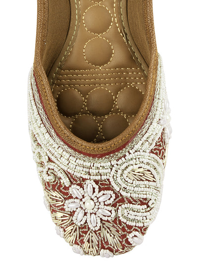 DESI COLOUR Women Tan Brown Ethnic Mojaris Flats