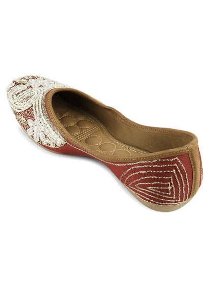 DESI COLOUR Women Tan Brown Ethnic Mojaris Flats