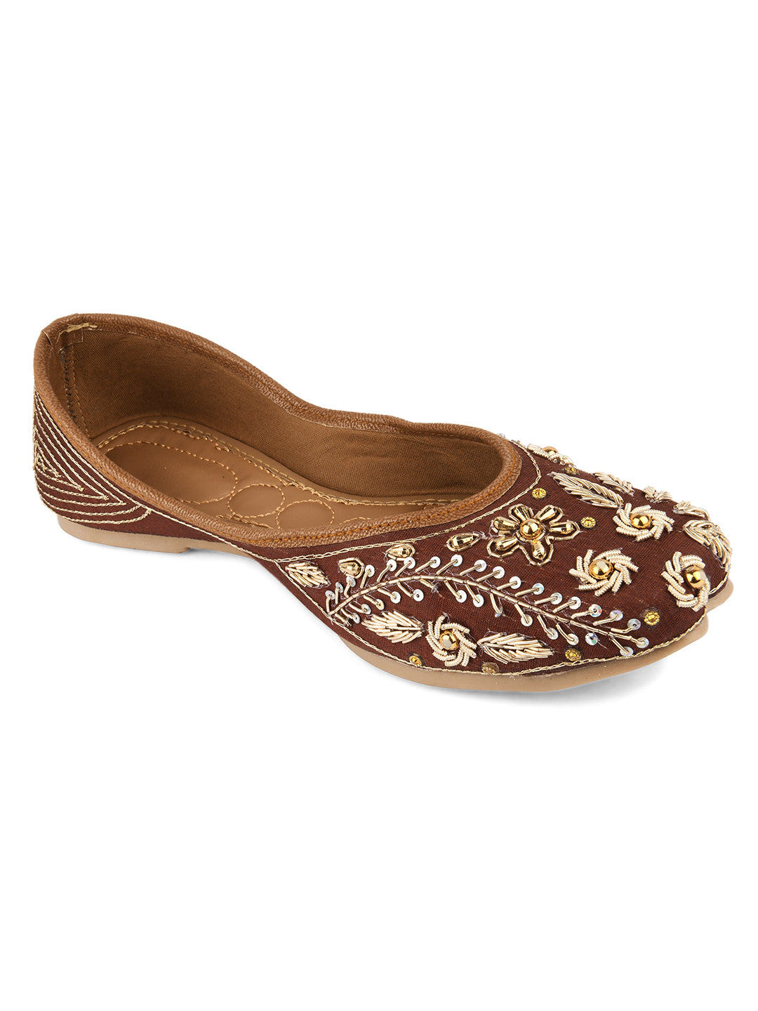 DESI COLOUR Women Multicoloured Embellished Leather Ethnic Mojaris Flats