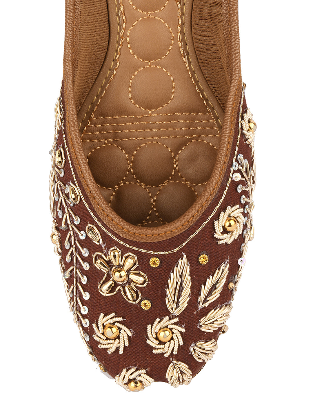 DESI COLOUR Women Multicoloured Embellished Leather Ethnic Mojaris Flats