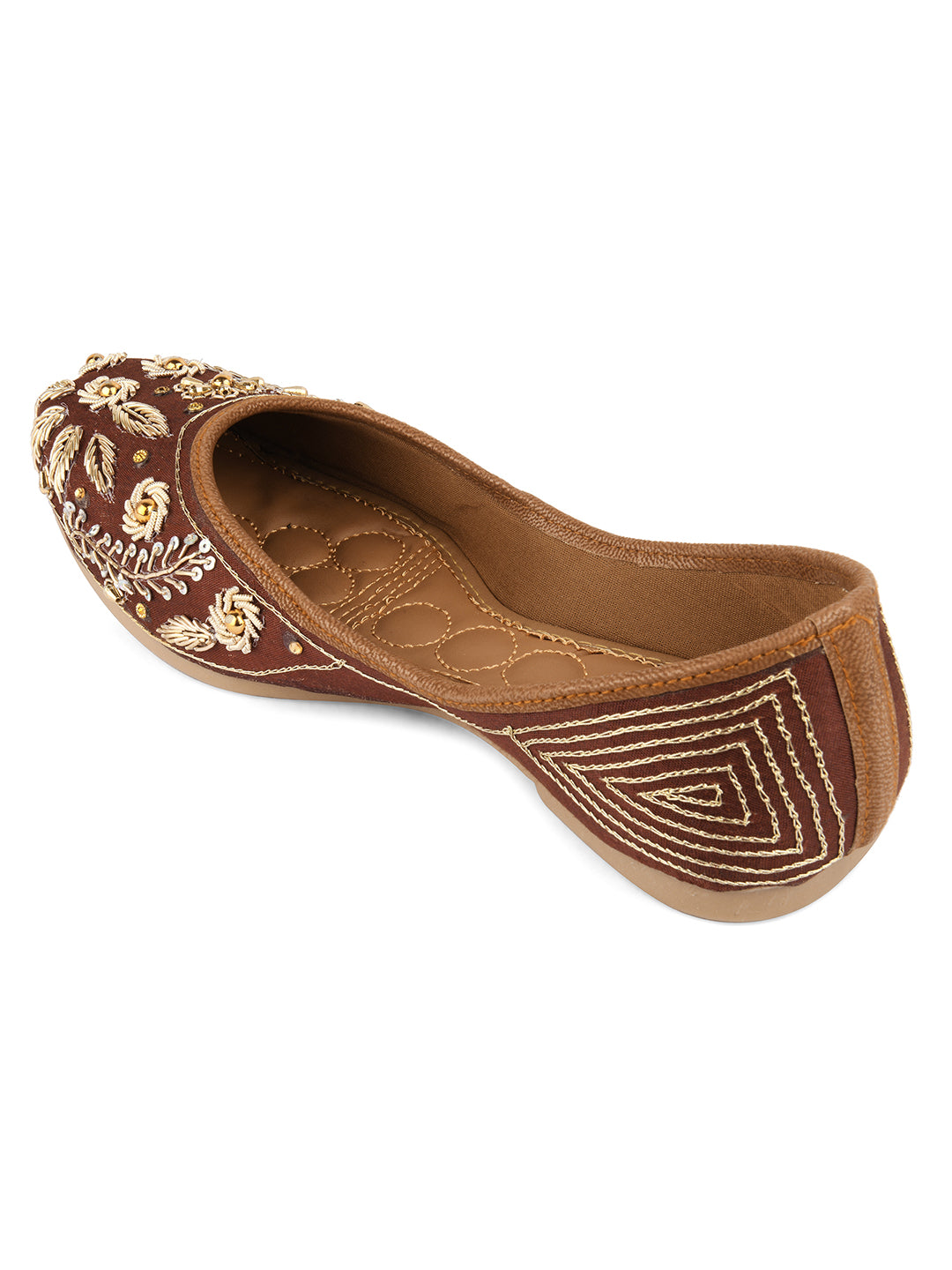 DESI COLOUR Women Multicoloured Embellished Leather Ethnic Mojaris Flats