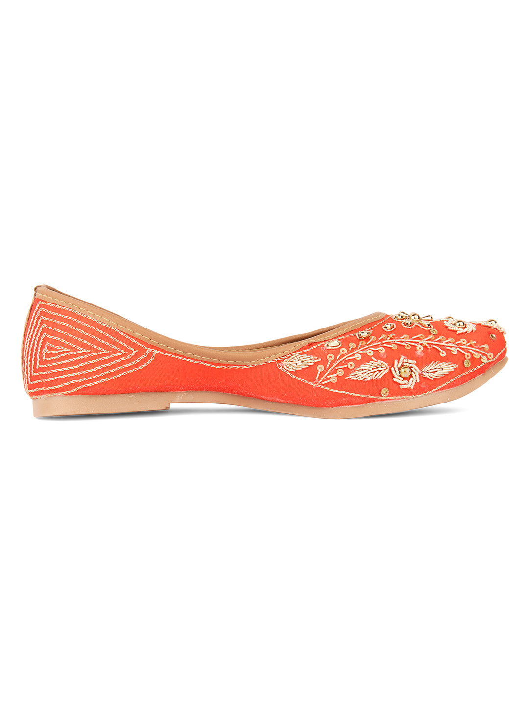 DESI COLOUR Women Brown Ethnic Mojaris Flats