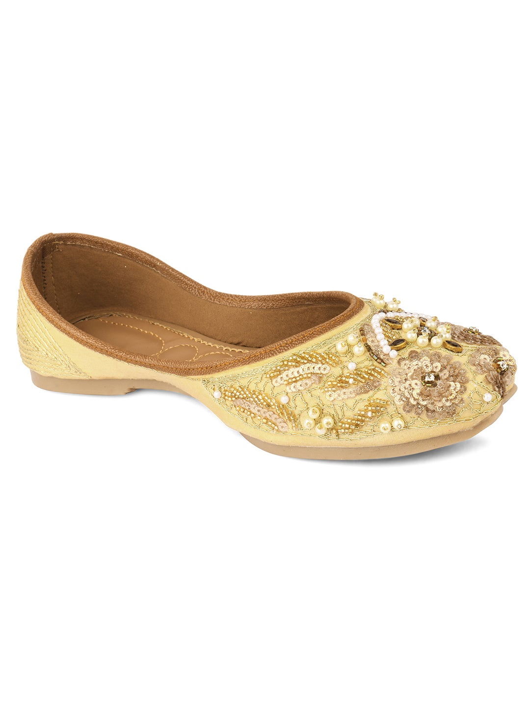 DESI COLOUR Women Purple Dabka Work Ethnic Mojaris Flats