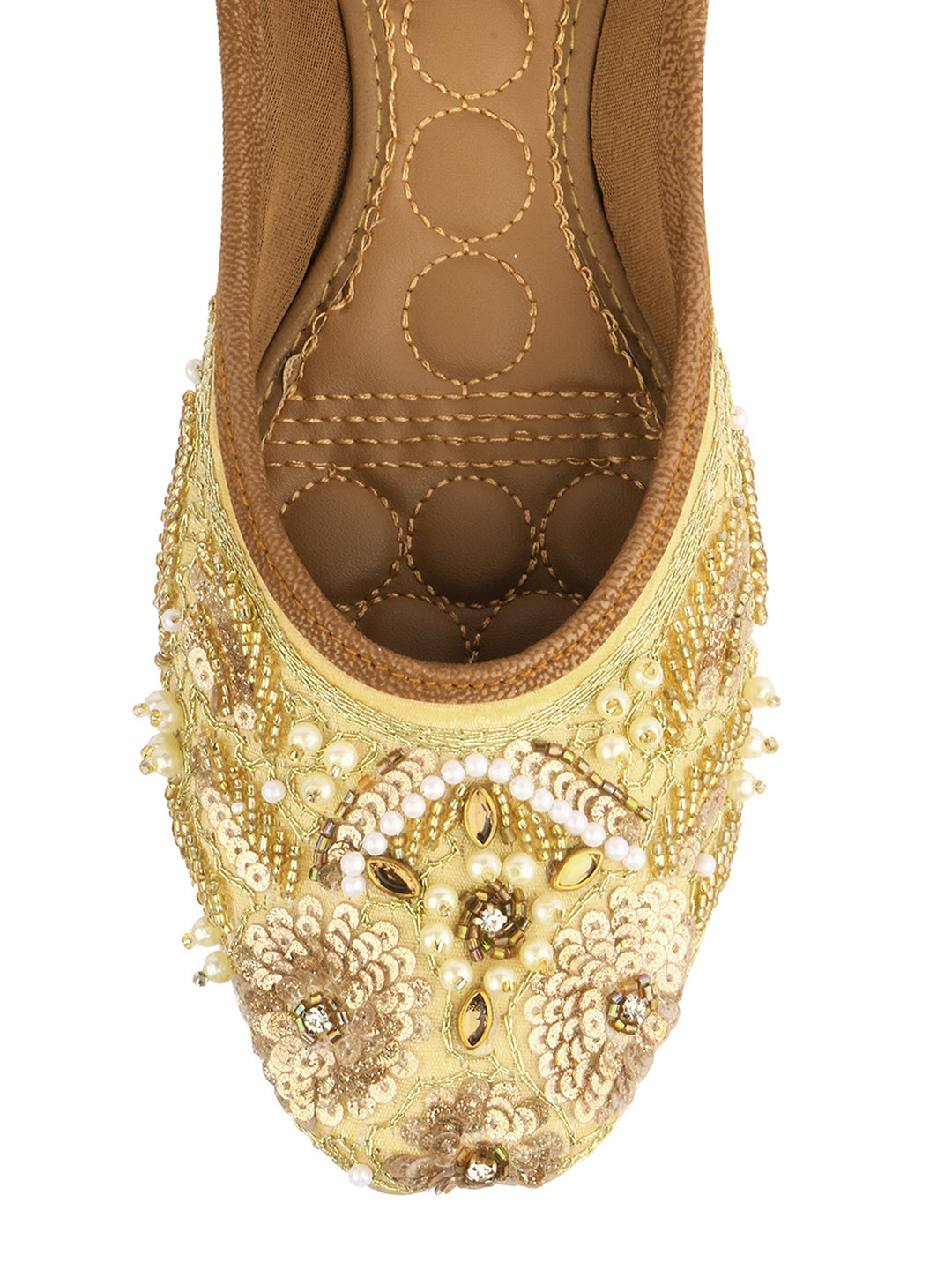 DESI COLOUR Women Purple Dabka Work Ethnic Mojaris Flats