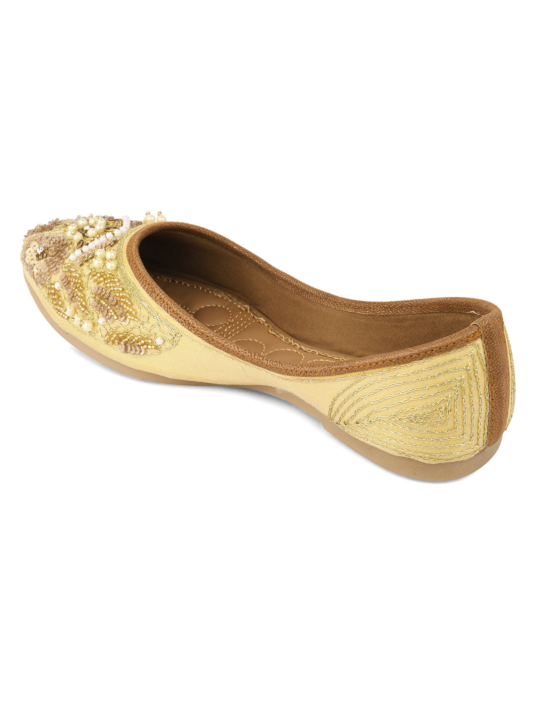 DESI COLOUR Women Purple Dabka Work Ethnic Mojaris Flats